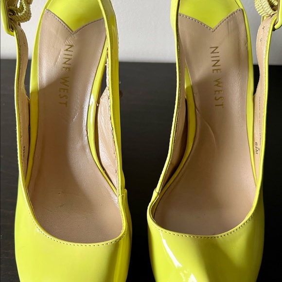 Nine West Neon Slingback Peep Toe Wedge Patent Leather Size - Picture 5 of 10